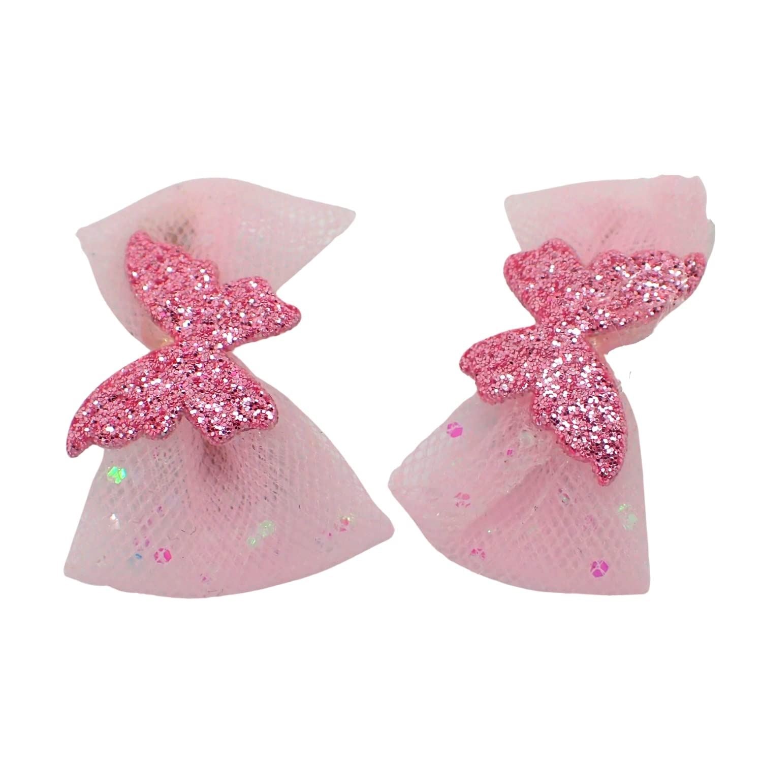 2pc Small Glitter Butterfly Bows Hair Clips 3cm Back to School small Hair Accessories mini hair clips for Girls & Women Hair Accessories for Girls Hair Clip for Girls